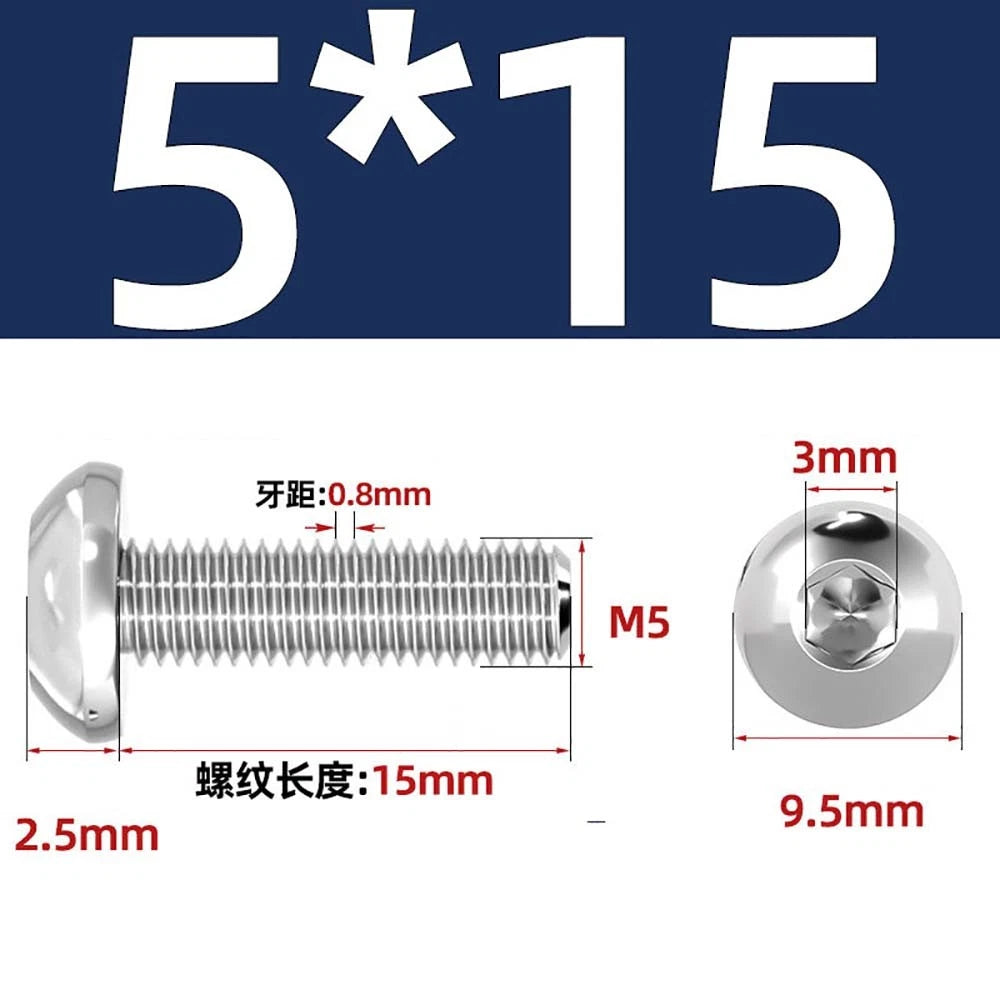 M1.6–M5 A2 Stainless Steel Button Head Socket Cap Screws – Round Pan Head, Hex Drive, Fully Threaded