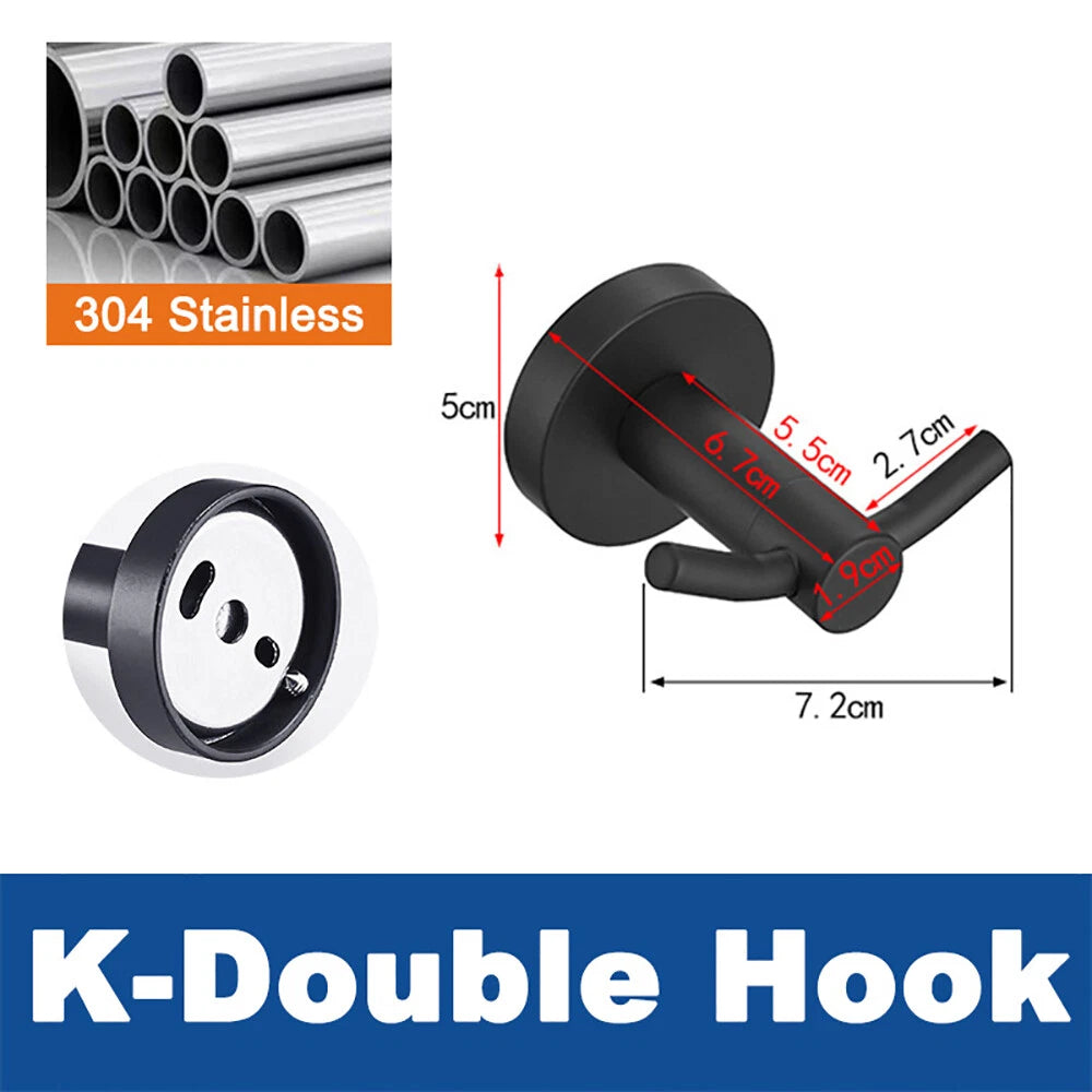 Coat Robe Hooks Stainless Wall Mount Door Hanger Bathroom Towel Black Multi-Type