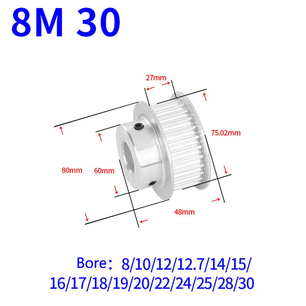 HTD-8M 12-60T Timing Belt Pulleys Pitch 8mm BF-type Synchronous Wheel Width 27mm