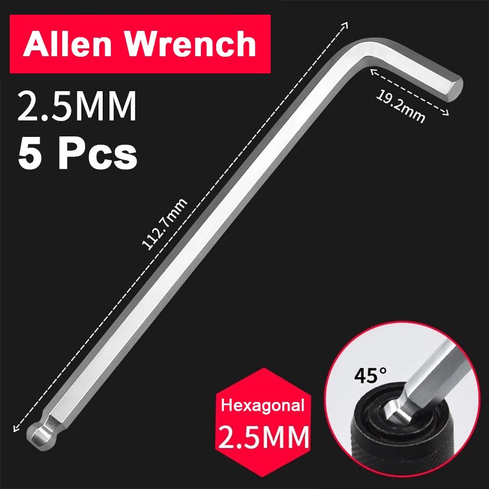 Hexagon Key Hex Long Arm Ball End Wrench 1.5-19mm Allen Wrench L Shape Allen Key