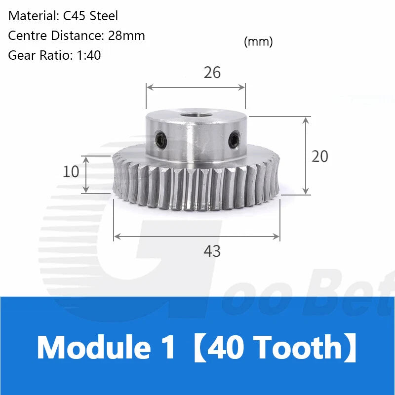 Module 1 Metal Worm Shaft Worm Gear Wheel C45 Steel 15 20/25/30/35/40/50/60Tooth
