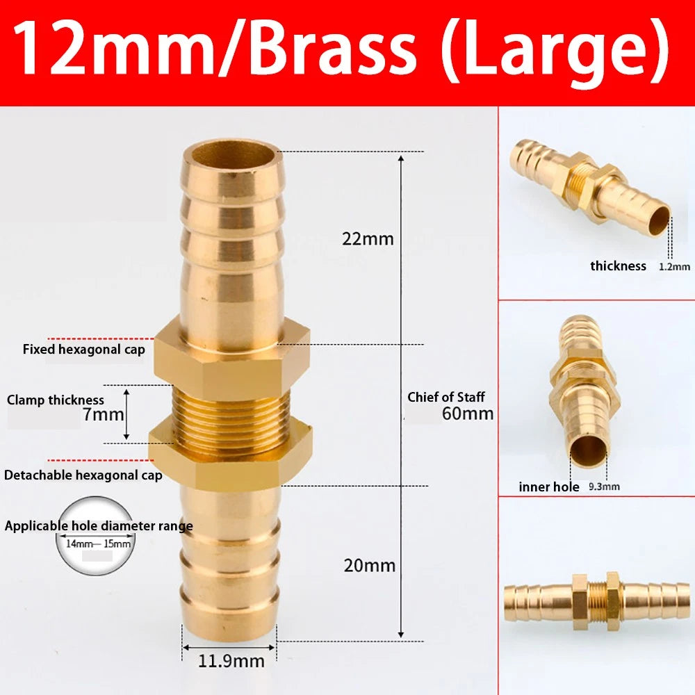 Copper Straight Hose Connector Double-Sided Female Thread