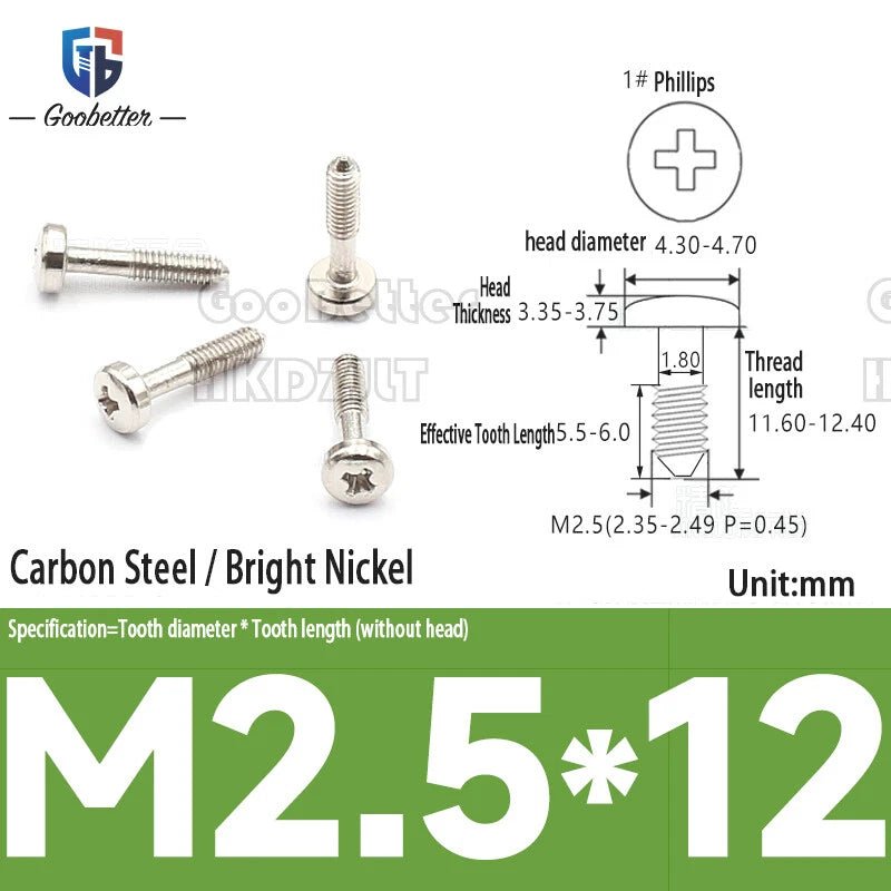 Round Head Machine Screws M2 M2.5 M2.6 | Carbon Steel & Stainless | 100–500 PCS - HomeDIYer