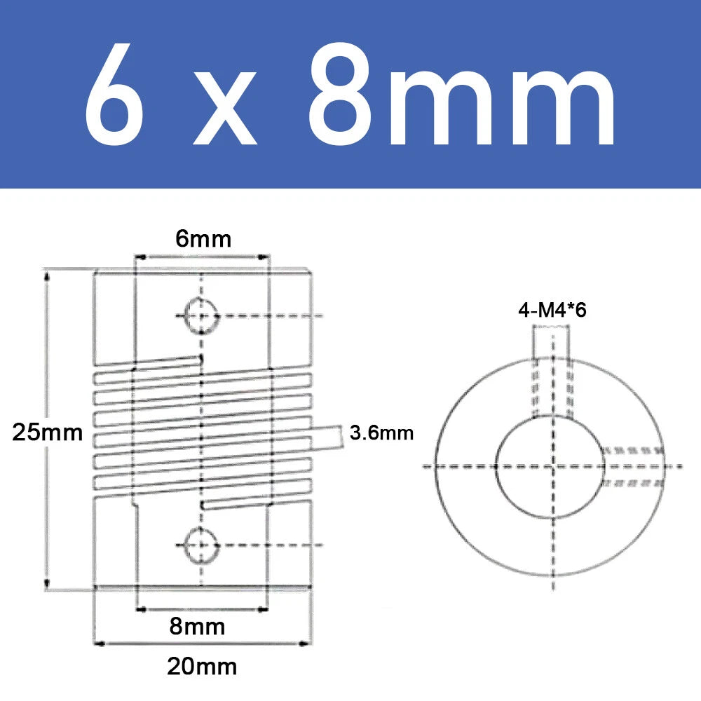 Inner Orifice 5-10mm Flexible Shaft Coupling Rigid Stepper Motor Coupler D20*L25