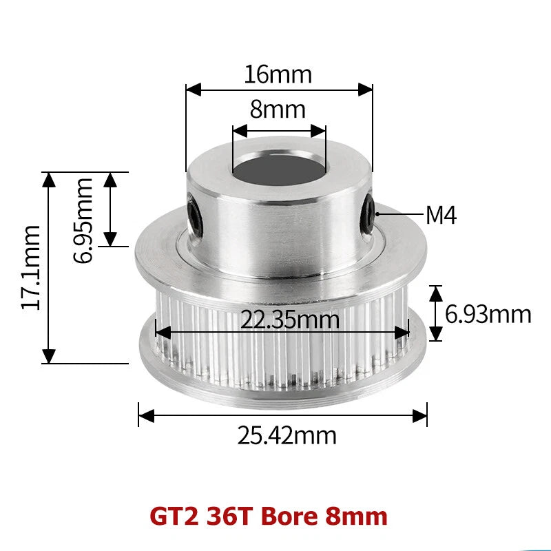 2GT 16T-40T Timing Belt Pulley Synchronous Aluminium 3D Printer Extruder Gear