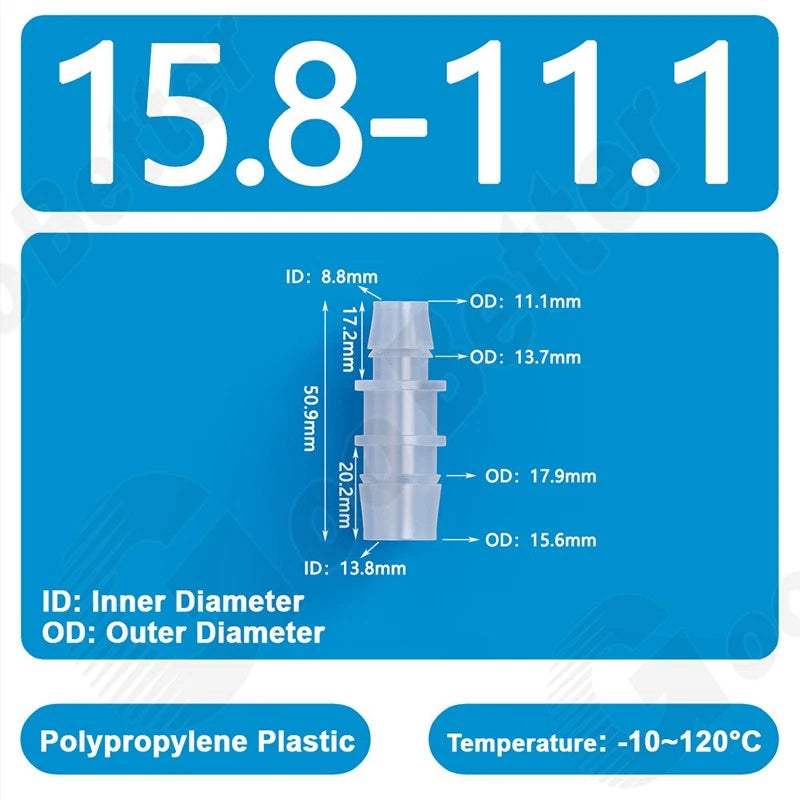 Plastic Straight Barbed Connector Reducer Joiner Tubing Pipe Hose Fitting Water