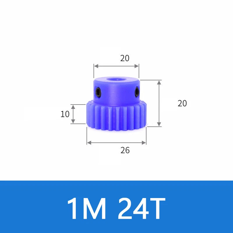 Blue Nylon Spur Gears 1/1.5/2/3Mod Transmission Gear 12-60T With Step Motor Gear