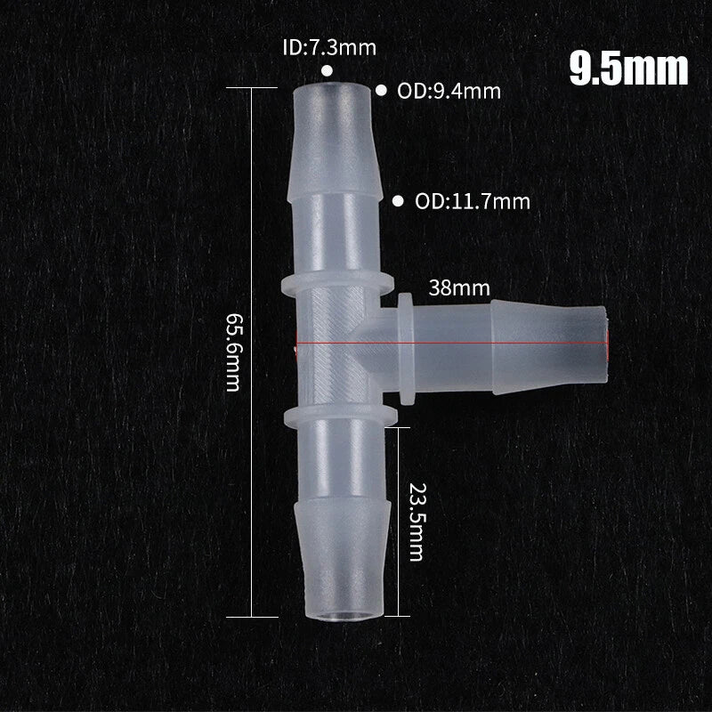 Plastic Connector Barbed Pipe Hose T Piece Joiner Tubing Air Fuel Water 3 Way
