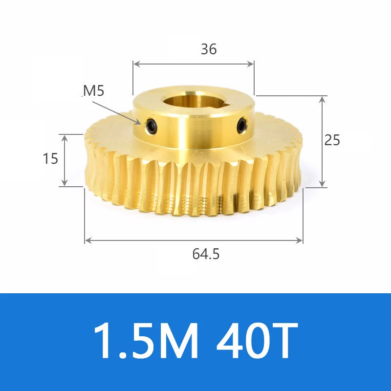 Brass Worm Wheel Gear 1/1.5 Modulus Transmission Gear Worm Rod Worm Gear Shaft