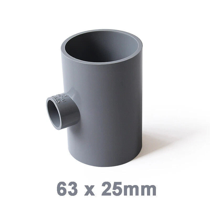 PVC Reducing Tee Pipe & Fittings Solvent Weld Pressure Adapter Connector Grey