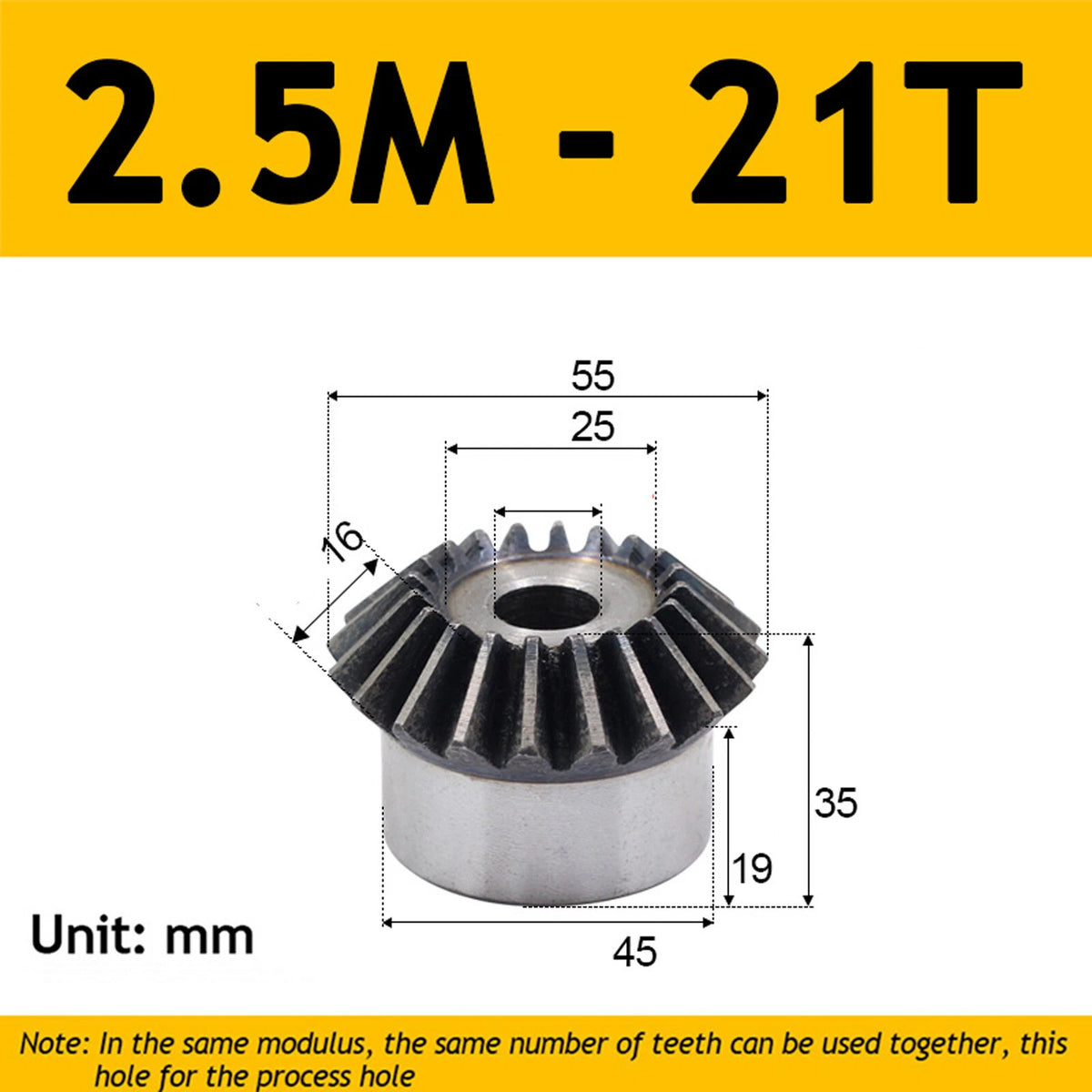 2.5 Module Steel Umbrella Tooth Bevel Gear Helical Motor Gear 15-30 Tooth