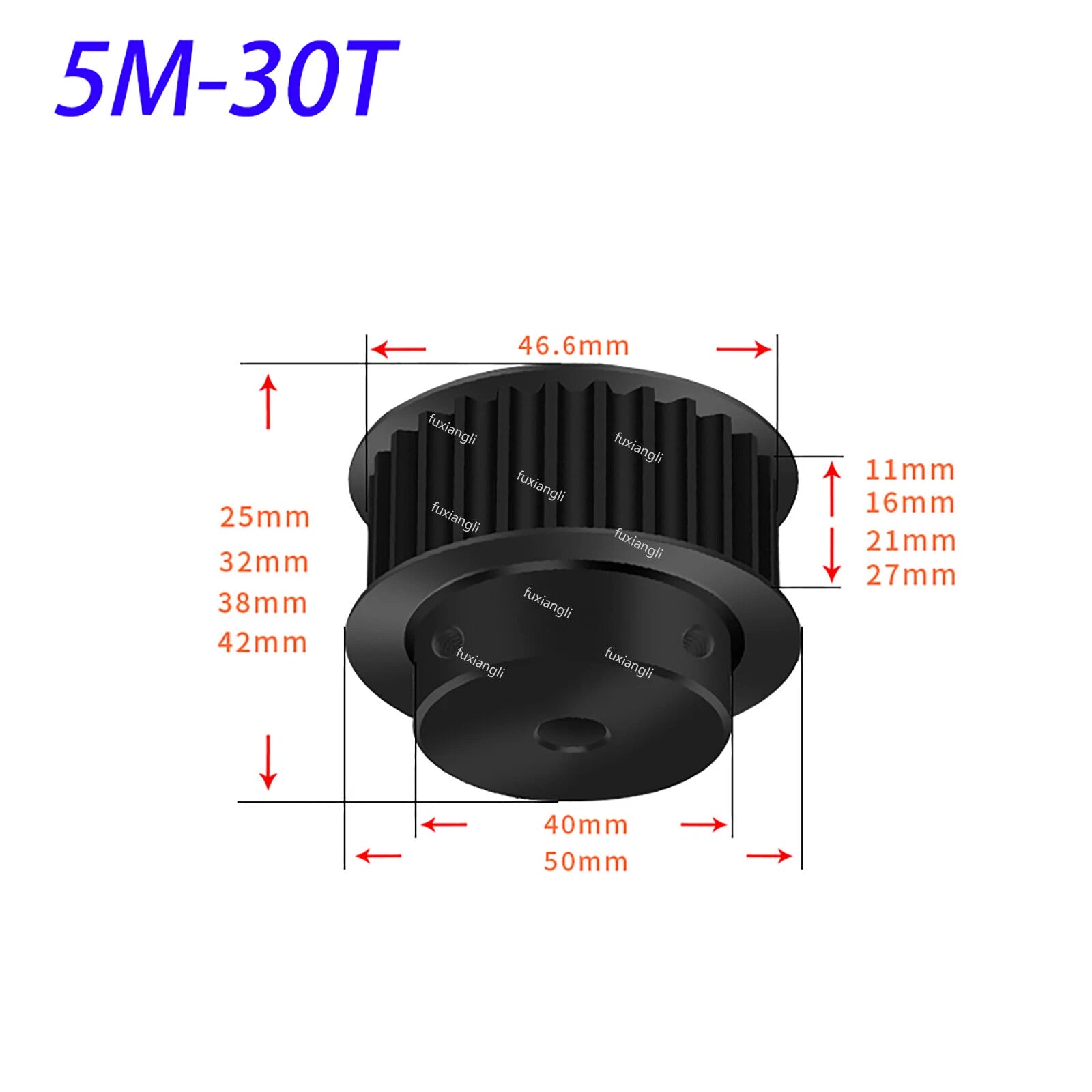 HTD-5M 15T-72T Timing Belt Pulleys CNC Drive With Keyway Width 21mm BF 45# Steel