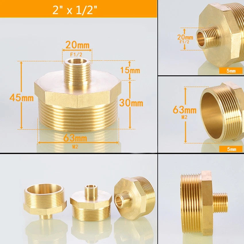 BSP Male Thread Reducer Nipple — Brass Pipe Fitting Connector Adapter