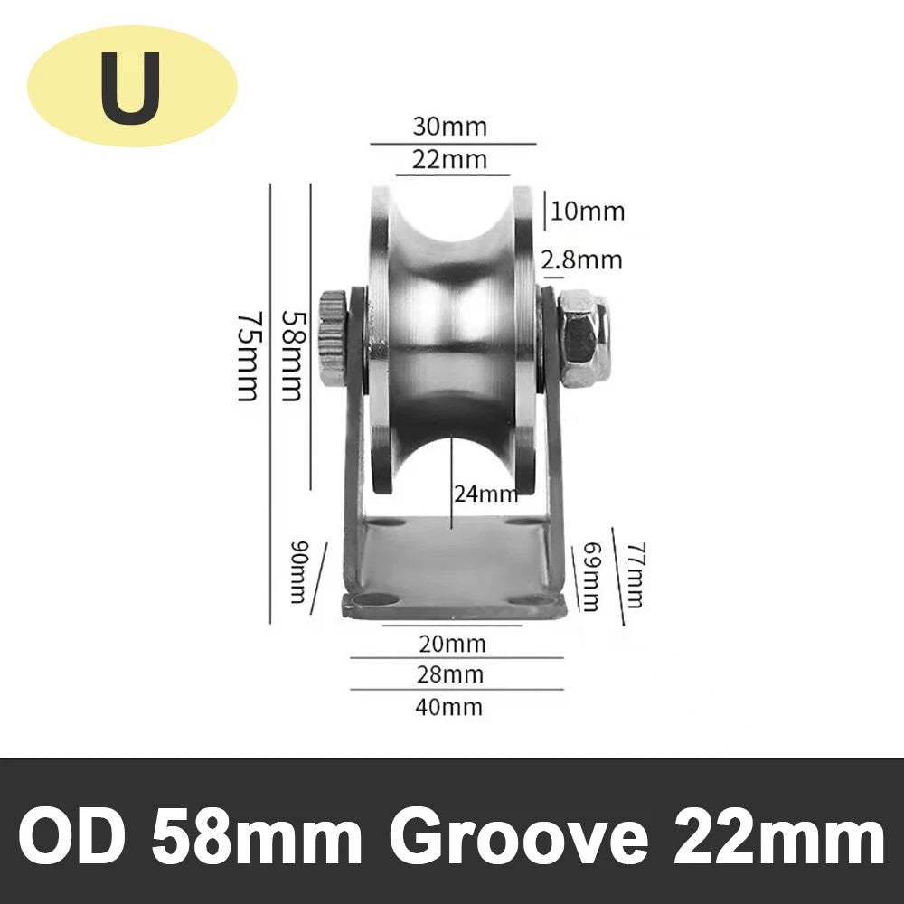 48 58 68 Pulley U V H Groove Shape Roller Wheels Idler Pulley Wheel Crane Roller