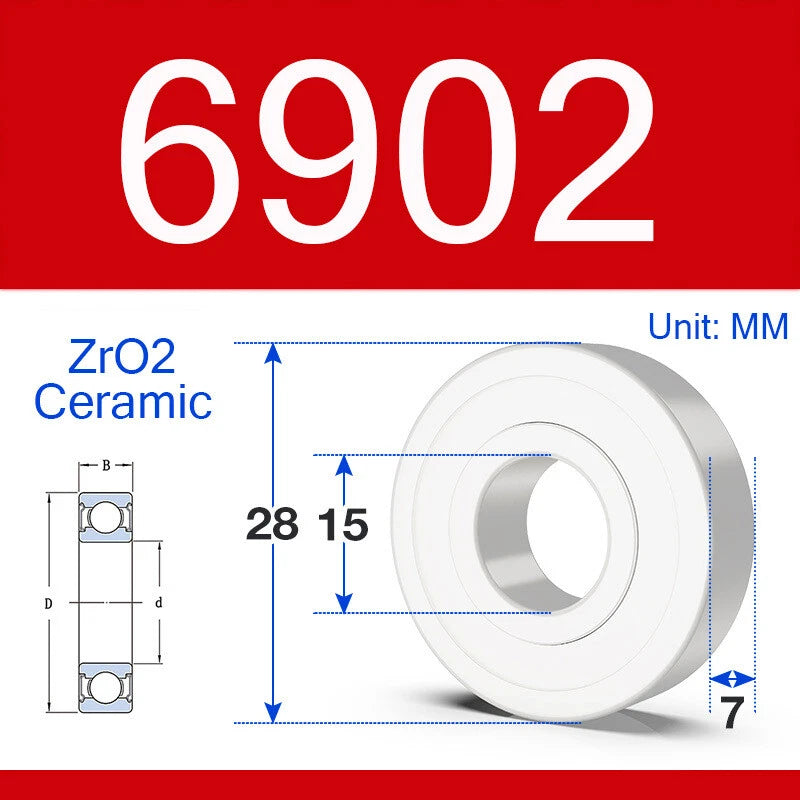ZrO2 Ceramic Deep Groove Ball Bearing Double Shield 2RS Zirconia Roller Bearings