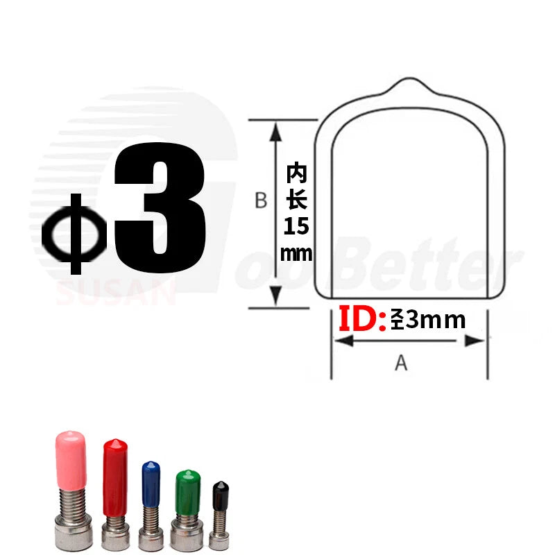 PVC End Caps for Screws, Bolts & Rods – Thread Protector Covers, 1.3–90mm, Black