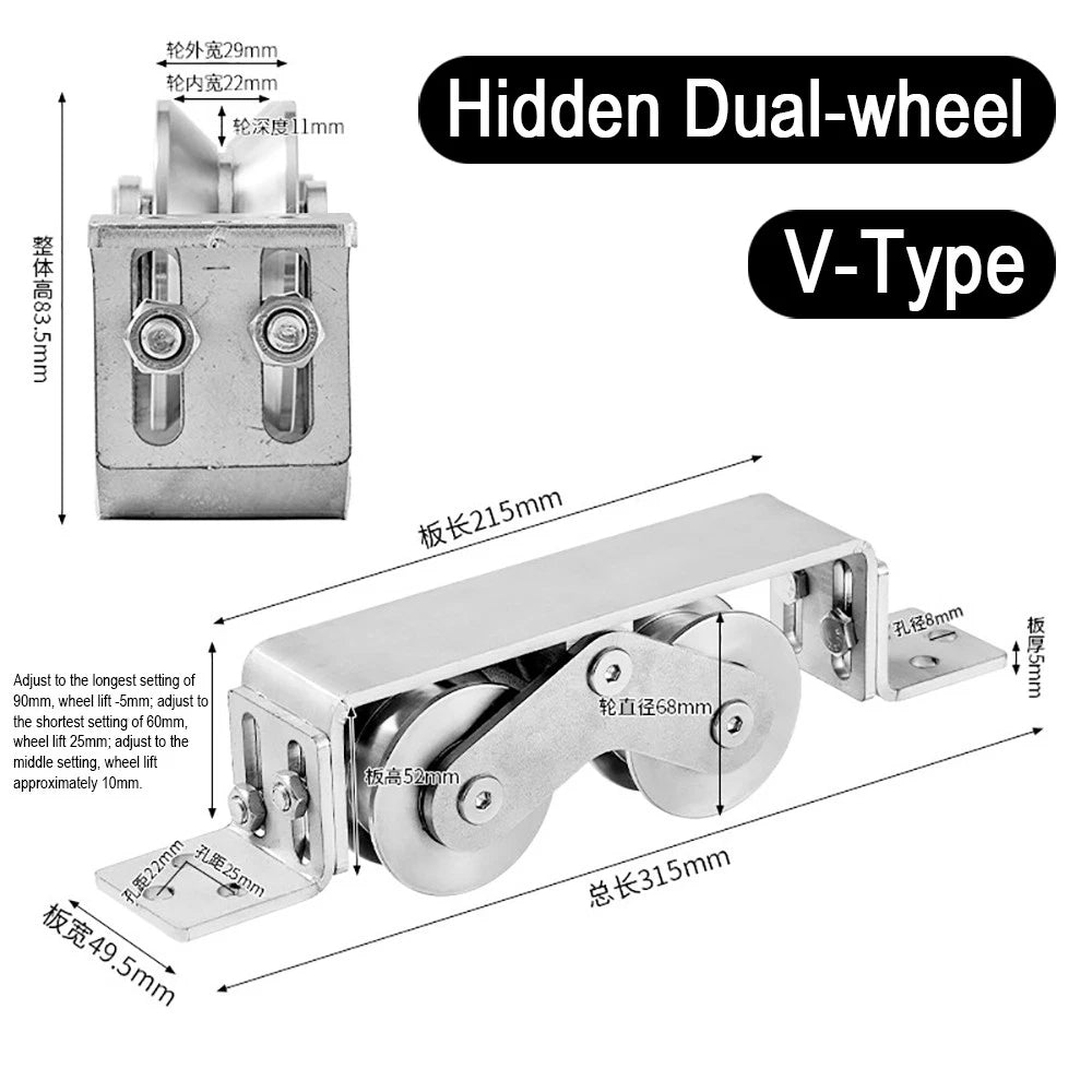 Stainless Steel Pulley Groove 22mm Sliding Door Roller Runner Wheel Track Pulley