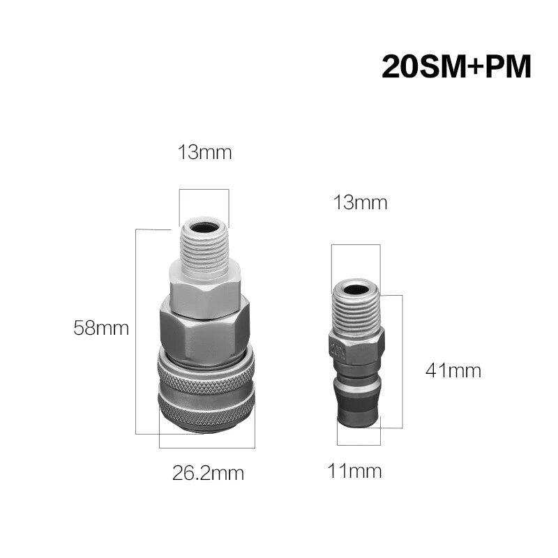 Pneumatic C-Type Quick Release Coupler Set — Self-Locking Air Hose Fitting Pair