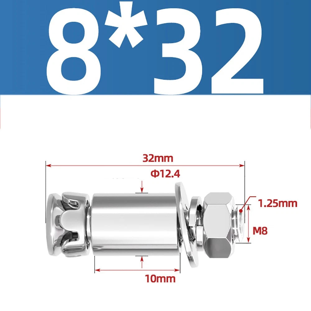M6 M8 Stainless Steel Expansion Bolts for Marble & Concrete — 304 / 201 SS, 20–40mm