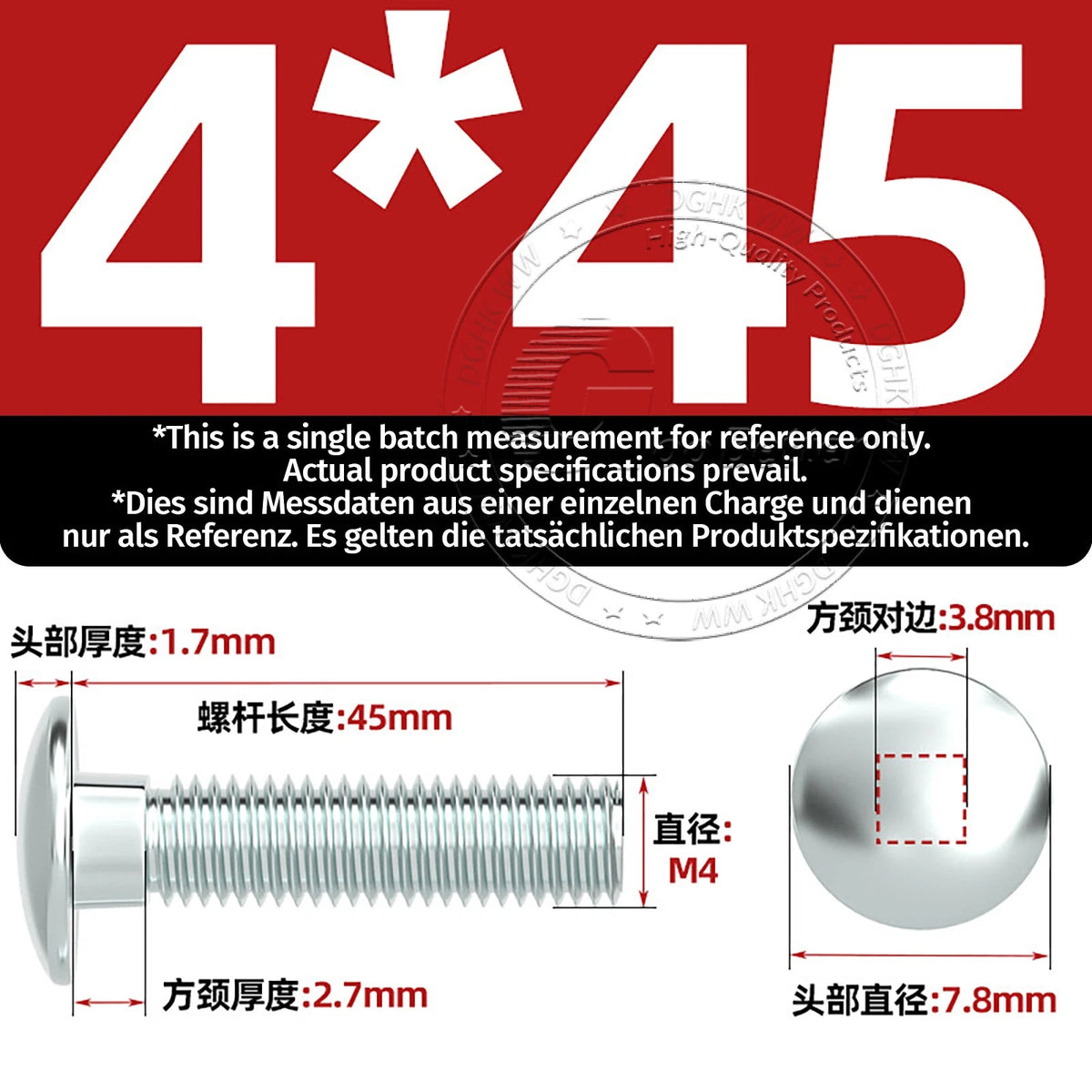 M4–M12 Zinc-Plated Cup Square Carriage Bolts with Flange Nuts | 8–150mm