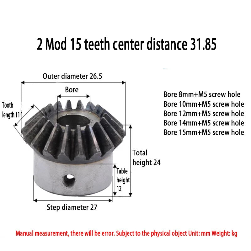 0.5/1/1.25/1.5/2 Mod Bevel Gear 12-40 Teeth Transmission Gears Bevel Teeth 90°