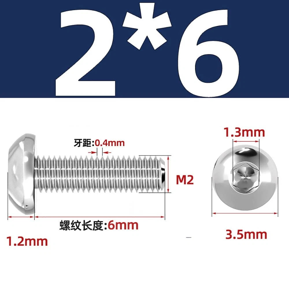 M1.6–M5 A2 Stainless Steel Button Head Socket Cap Screws – Round Pan Head, Hex Drive, Fully Threaded
