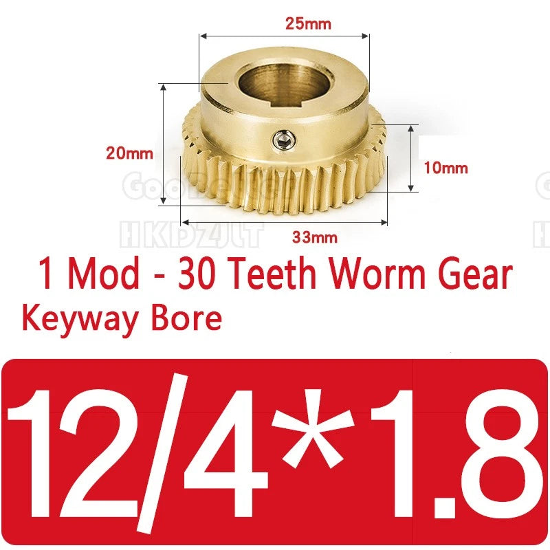 Module 1 Brass Worm Gear Wheel 30 Tooth 45# Steel Rod Worm Gear Shaft Precision