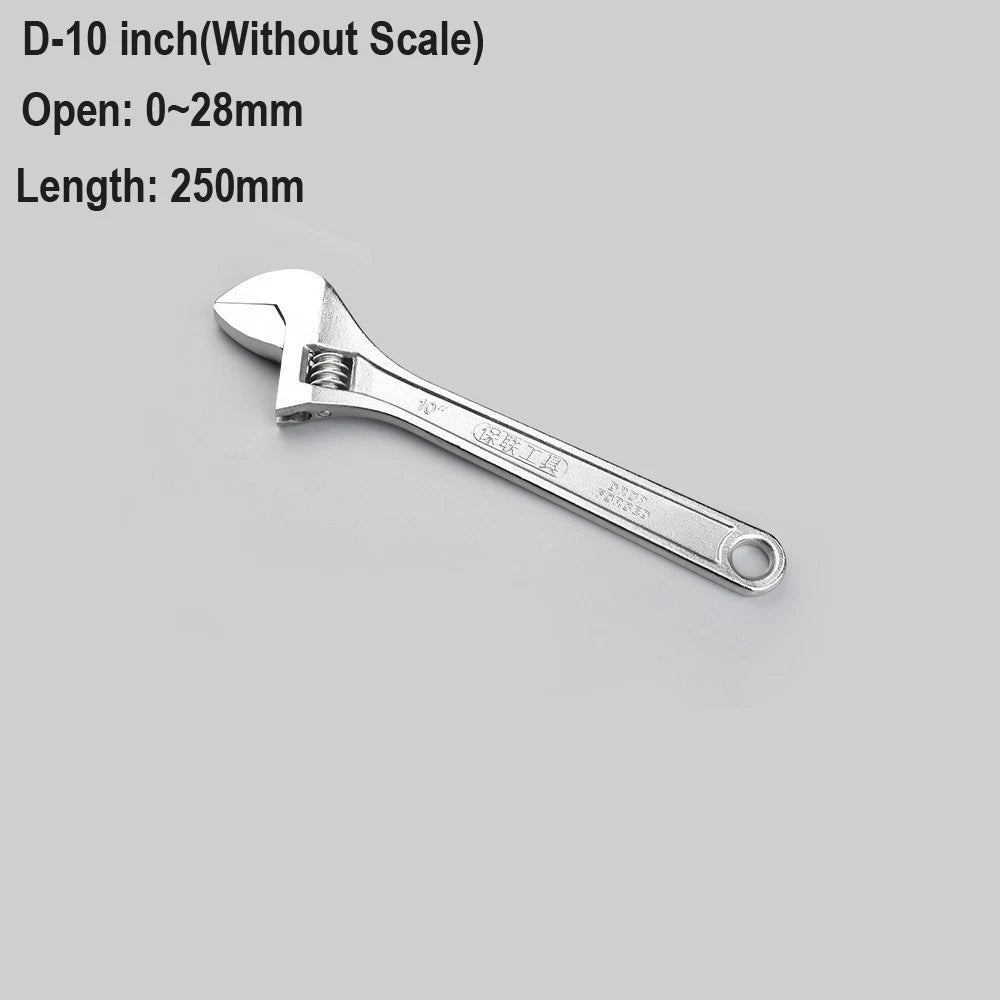 Adjustable Spanner Wrench 6 8 10 12" Cr-V Steel Metric Scale Strong Grip Handle