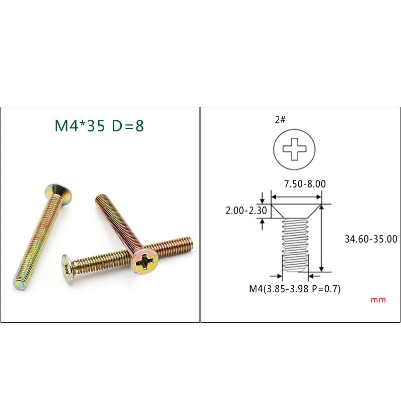 M4 M5 M6 Phillips Countersunk Screws – Zinc Plated Carbon Steel, 6–24mm Lengths (Bulk Pack)