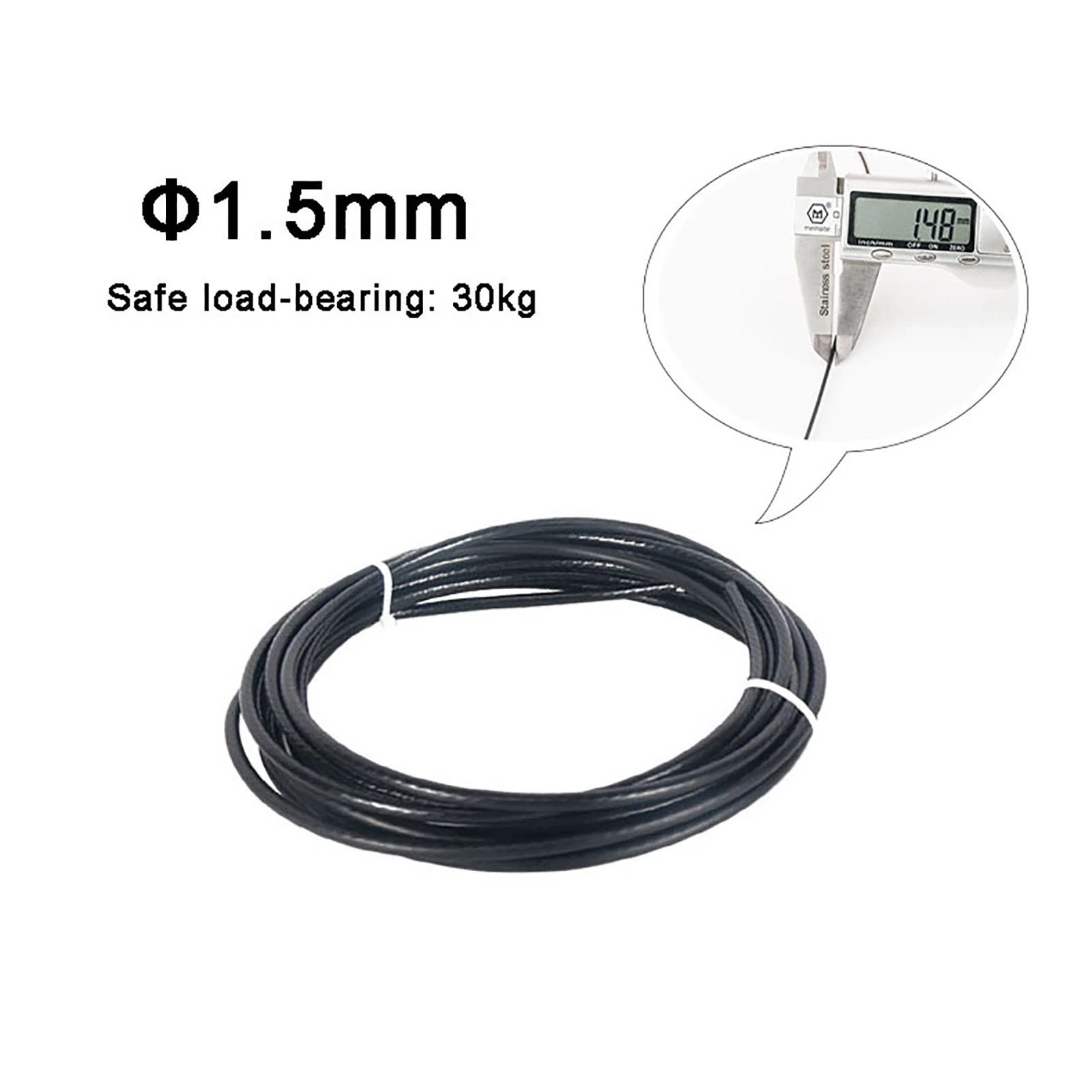Stainless Steel Wire Rope Lifting Metal Cable Clear Black PVC Coated Φ0.6mm-5mm