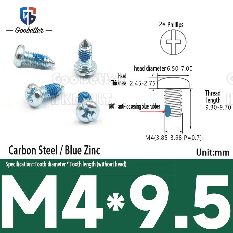 Pan Head Round Head Machine Screws Phillips Drive Bolts M3.5 M4 Carbon Steel