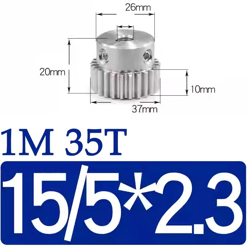 Spur Gears 1M Transmission Gear With Step Stainless Steel Motor Gear 32~50 Teeth