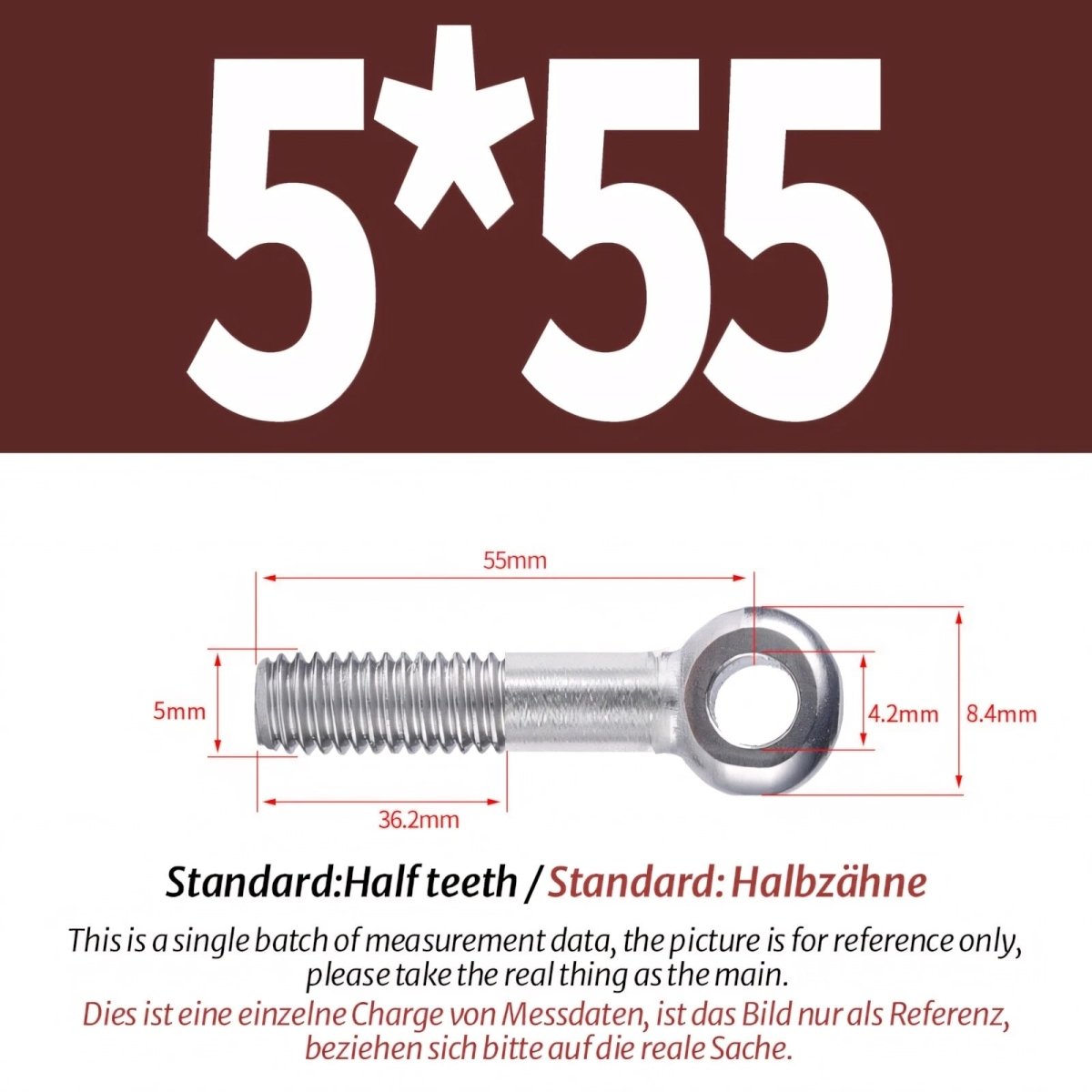 M5 M6 Stainless Steel Eye Bolts — A2 304 Threaded Ring Eyelet Screws for Catenary Wire & Hanging - HomeDIYer