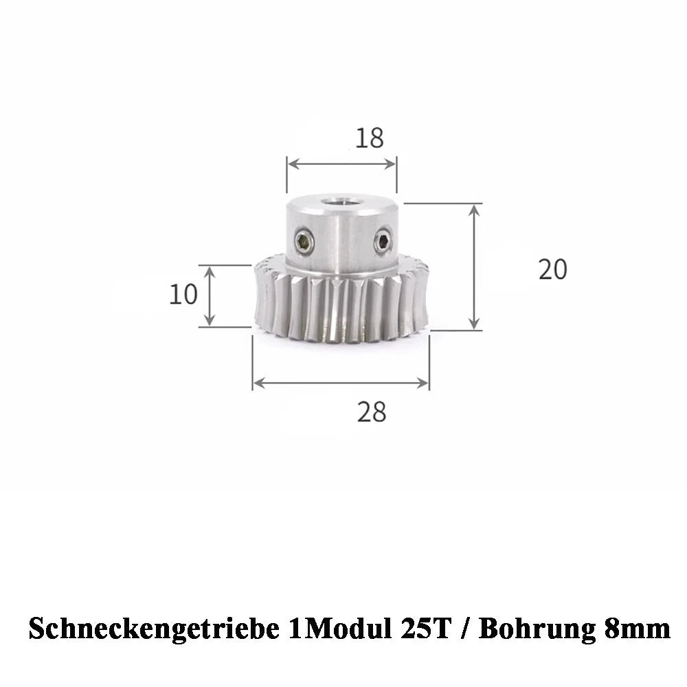Stainless Steel A2 Module 1 Worm Shaft Worm Gear Wheel 15 to 60 Tooth Precision