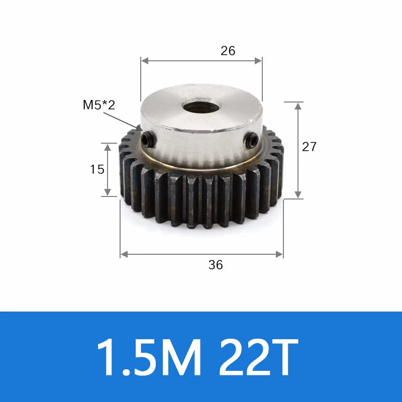 Spur Gear 45# Steel Transmission Gear 1.5/2 Mod 12-27 Teeth With Step Motor Gear