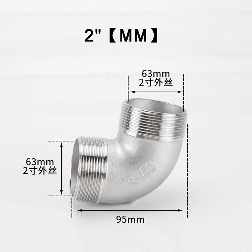 BSP 90° Elbow Pipe Fitting — 304/316 Stainless Steel, 1-1/4" to 4", FF / FM / MM
