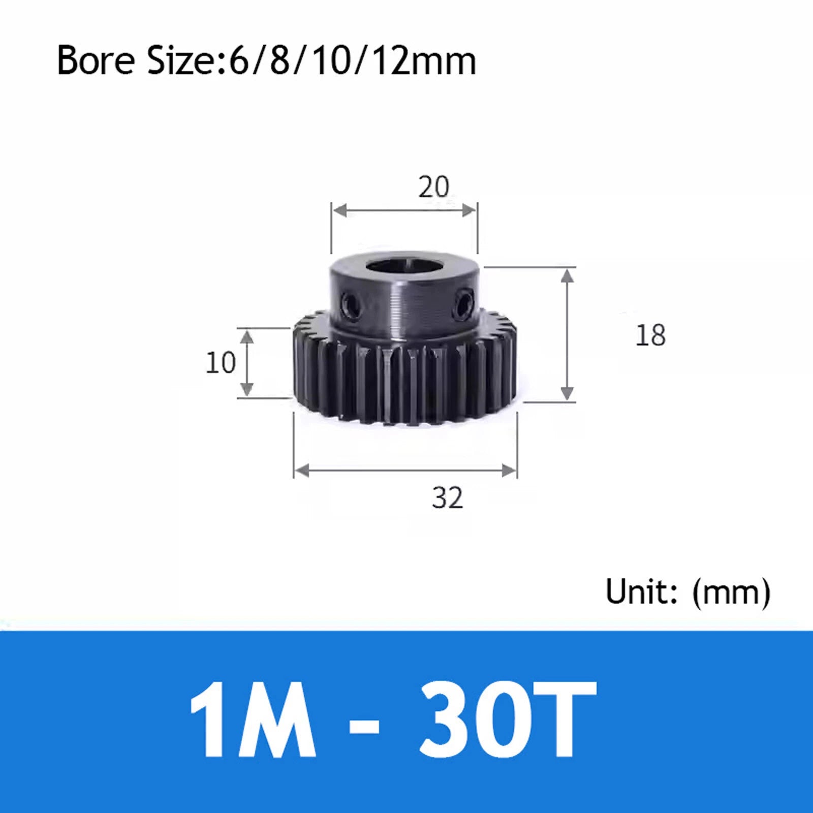 1 Mod Spur Gear 15T-40T Pinion Gear with Step Motor Gear 45# Steel Bore 5-14mm