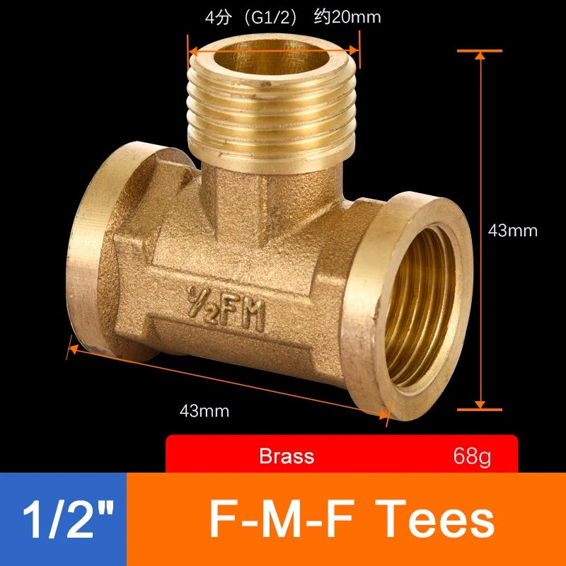 Brass Threaded Pipe Fittings 1/2" & 3/4" — Tee, Elbow, Joint, Cross, Cap & More
