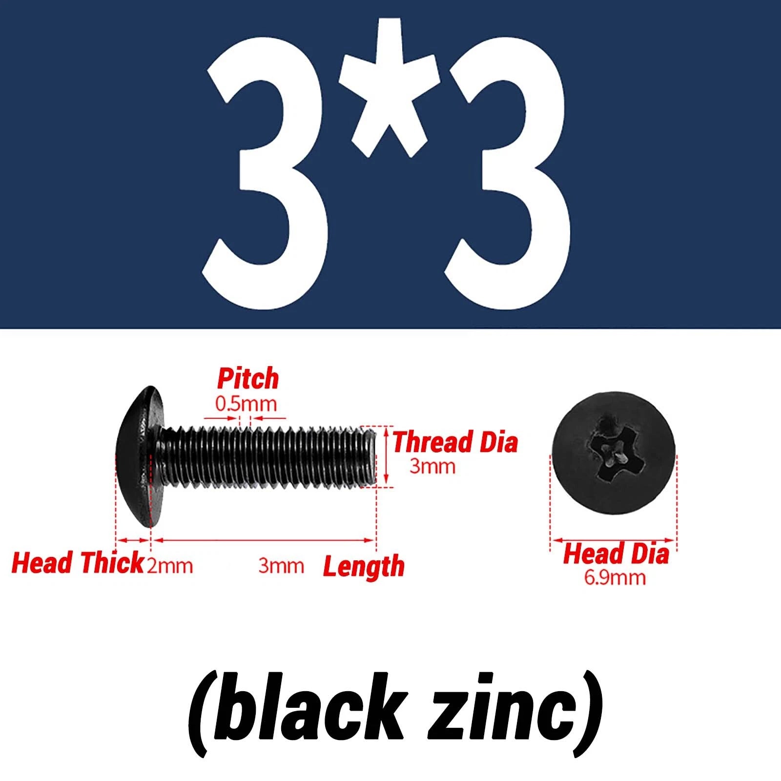 M2–M6 Pan Head Self‑Tapping Sheet Metal Screws – Black Oxide Carbon Steel