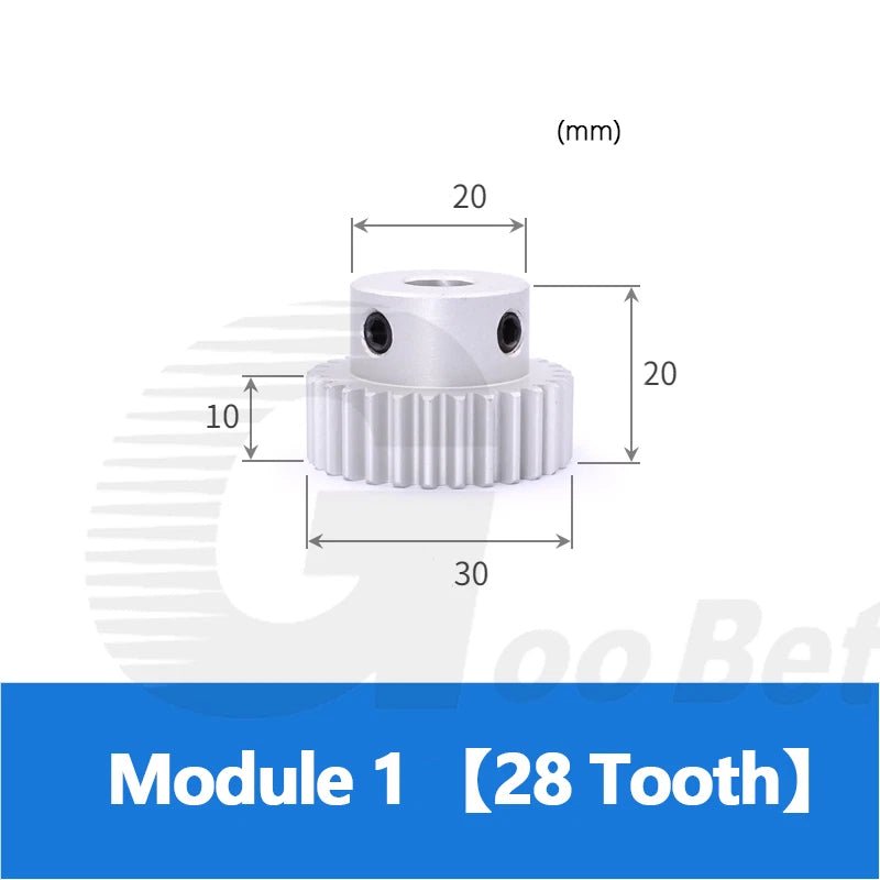 Spur Gear Module 1 Aluminium 12-60 Tooth with Hub Pinion Motor Gear Bore 4-16mm