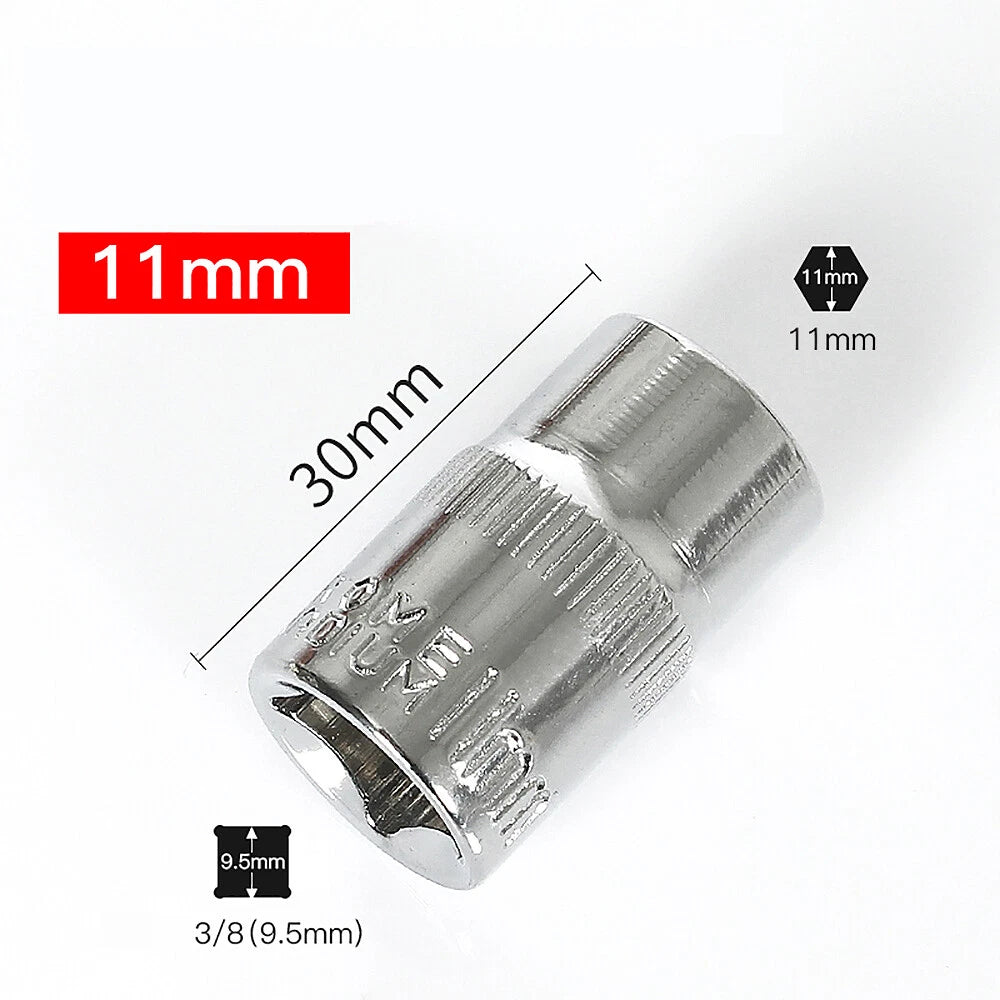 3/8" 6mm-24mm Hex Socket Drive Screwdriver Drill Set Ratchet Wrench Adapter Rod