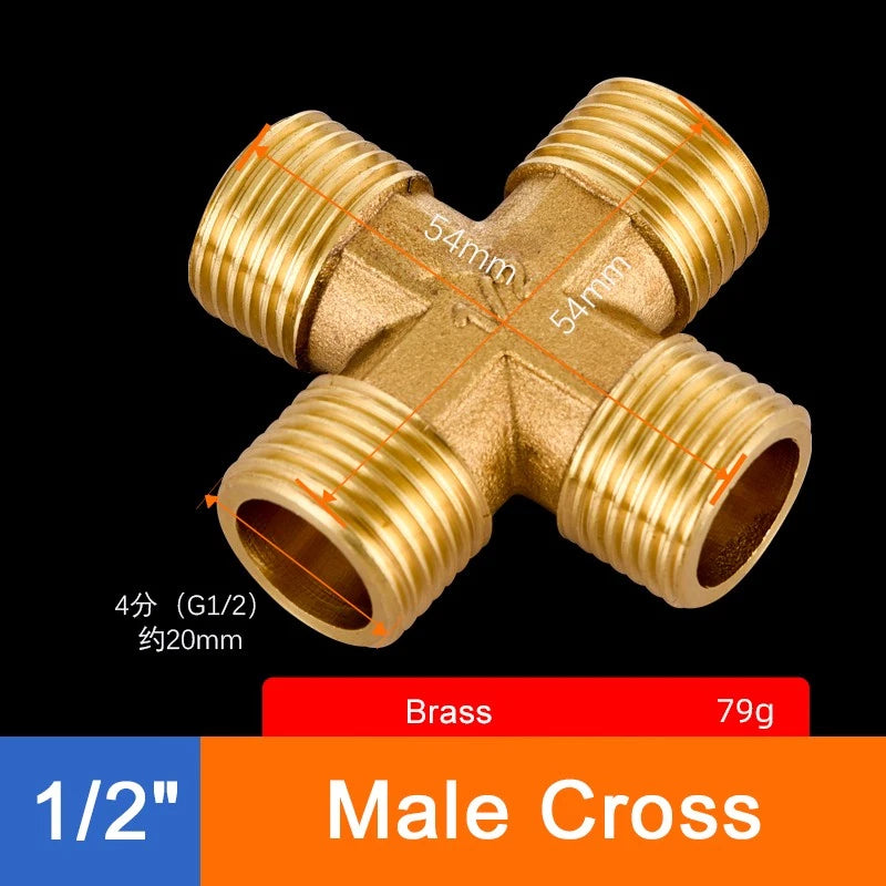 Brass Threaded Pipe Fittings 1/2" & 3/4" — Tee, Elbow, Joint, Cross, Cap & More