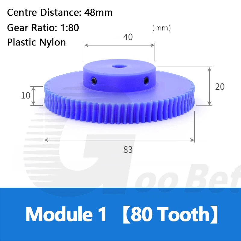 Module 1 Steel Worm Shaft Plastic Worm Gear Wheel 15 - 80 Tooth Nylon Precision
