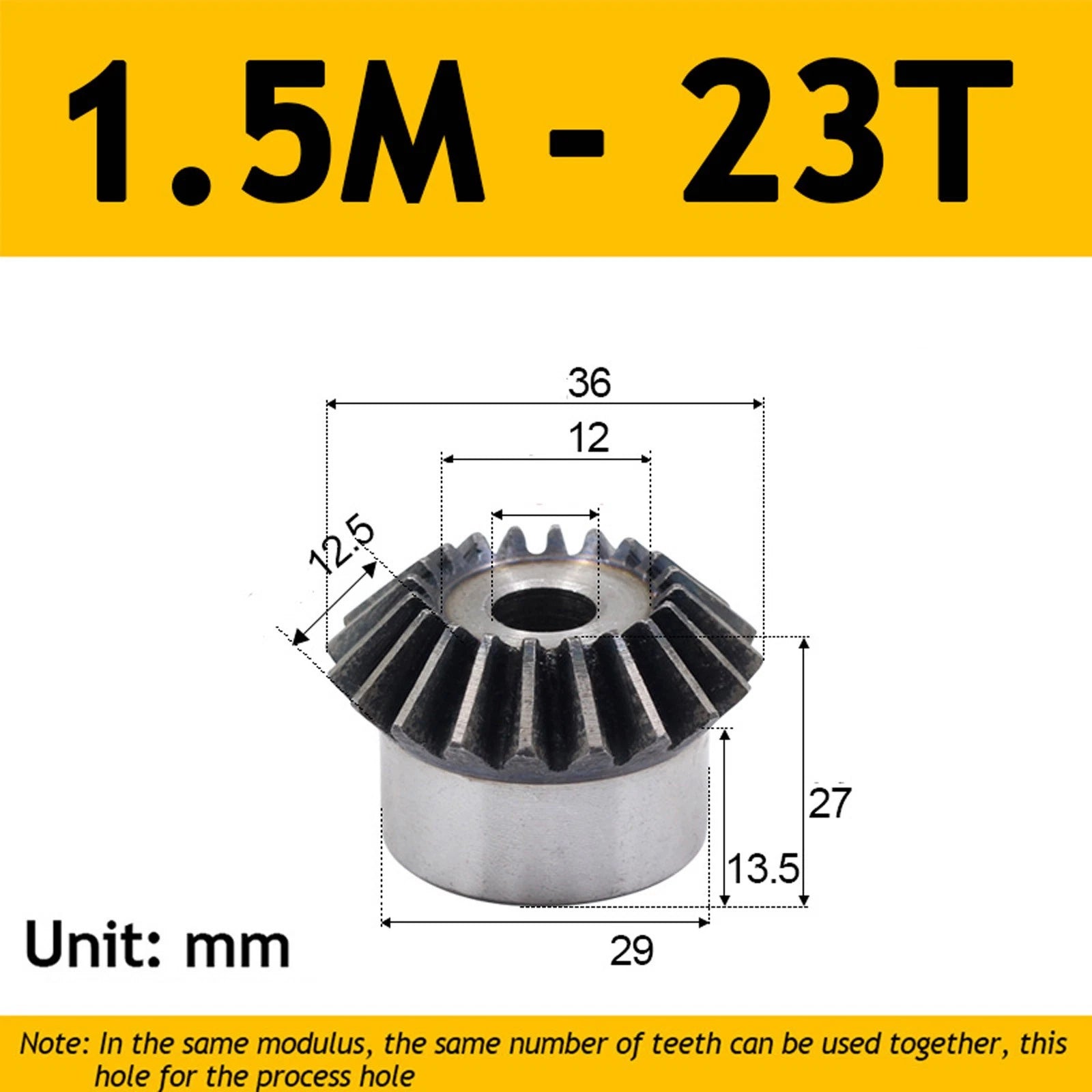 1.5 Module Steel Umbrella Tooth Bevel Gear Helical Motor Gear 15-40 Tooth
