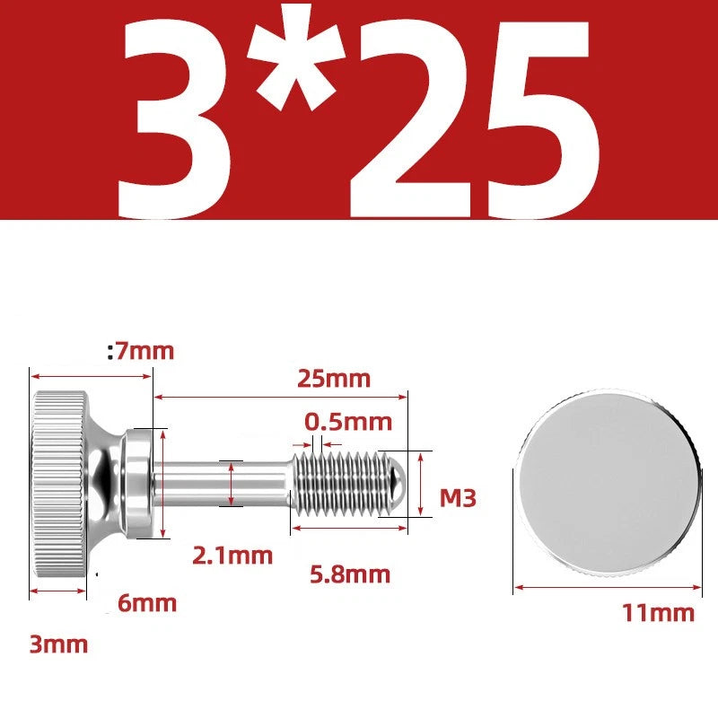Knurled Thumb Screws Stainless Steel — M2 M2.5 M3 M4 M5 M6 M8 M10 Hand Knob Bolts