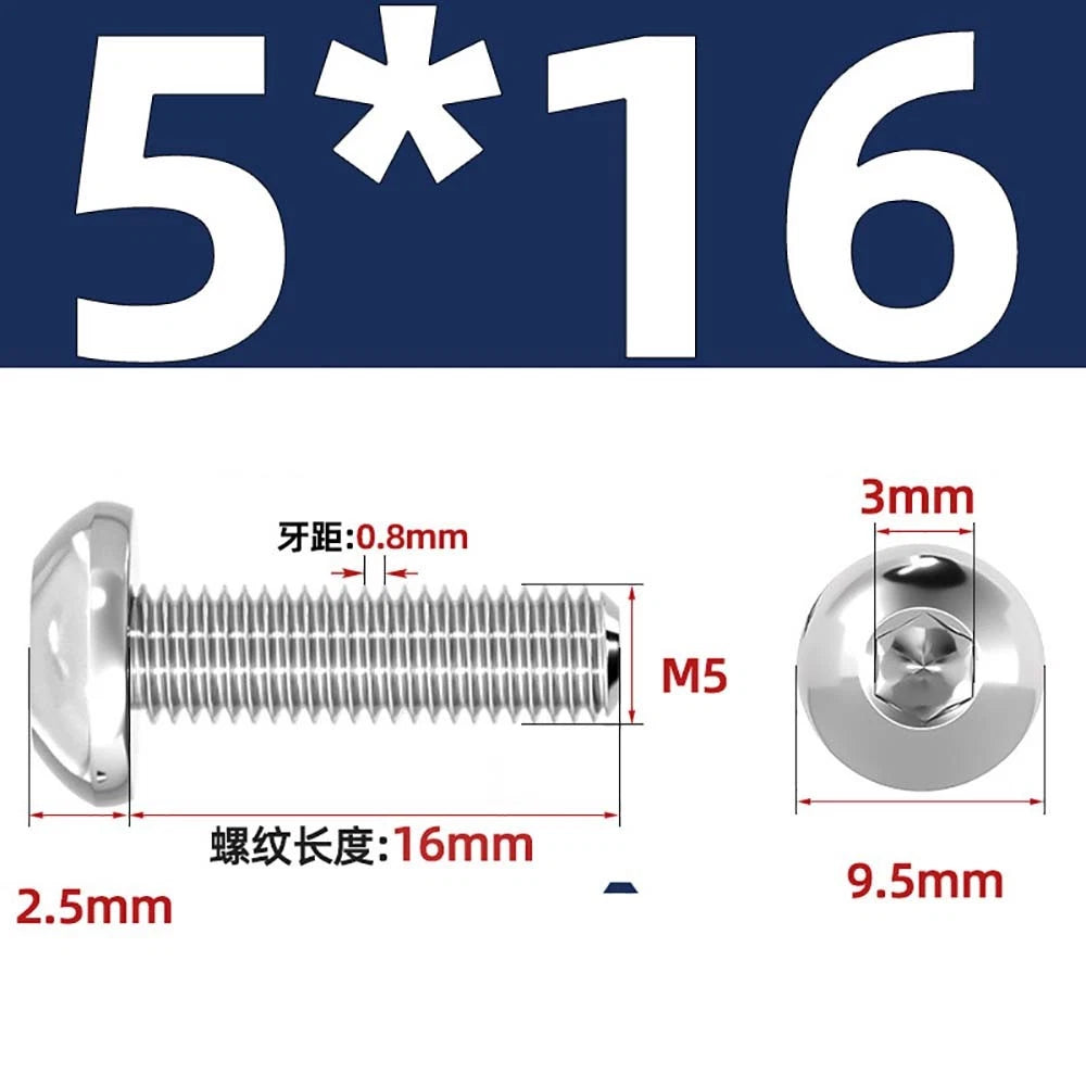 M1.6–M5 A2 Stainless Steel Button Head Socket Cap Screws – Round Pan Head, Hex Drive, Fully Threaded