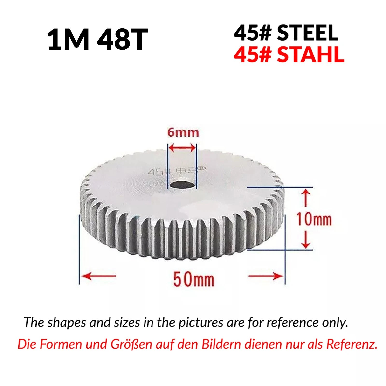 1/1.5/2 Mod 12T-150T Spur Gear 45# Steel Pinion Gear Thickn10-20mm Transmission