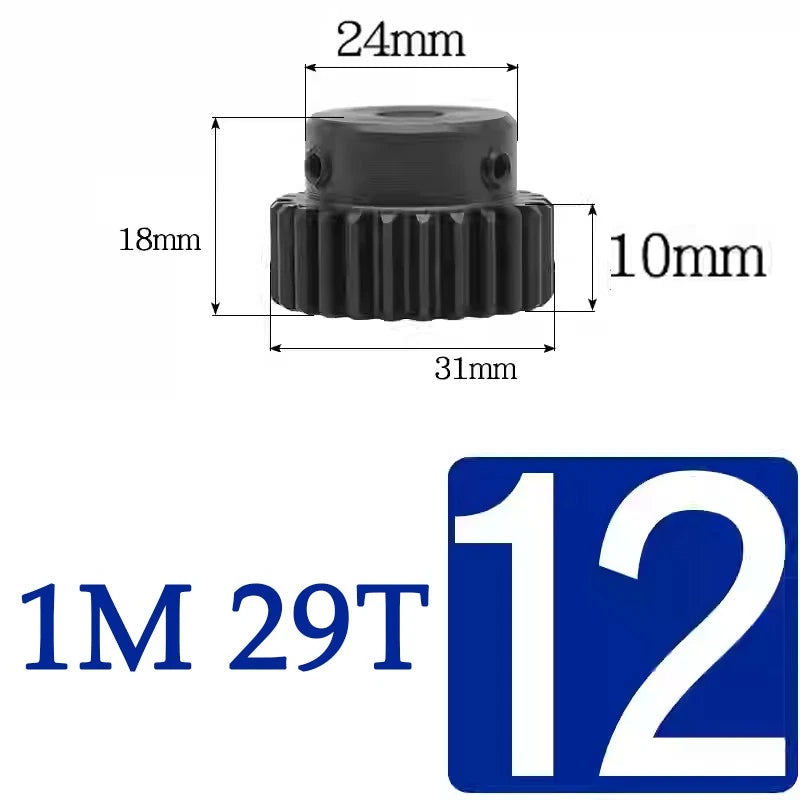 Spur Gears 1 Mod Transmission Gear With Step 45# Steel Pinion Motor Gear 10T~29T