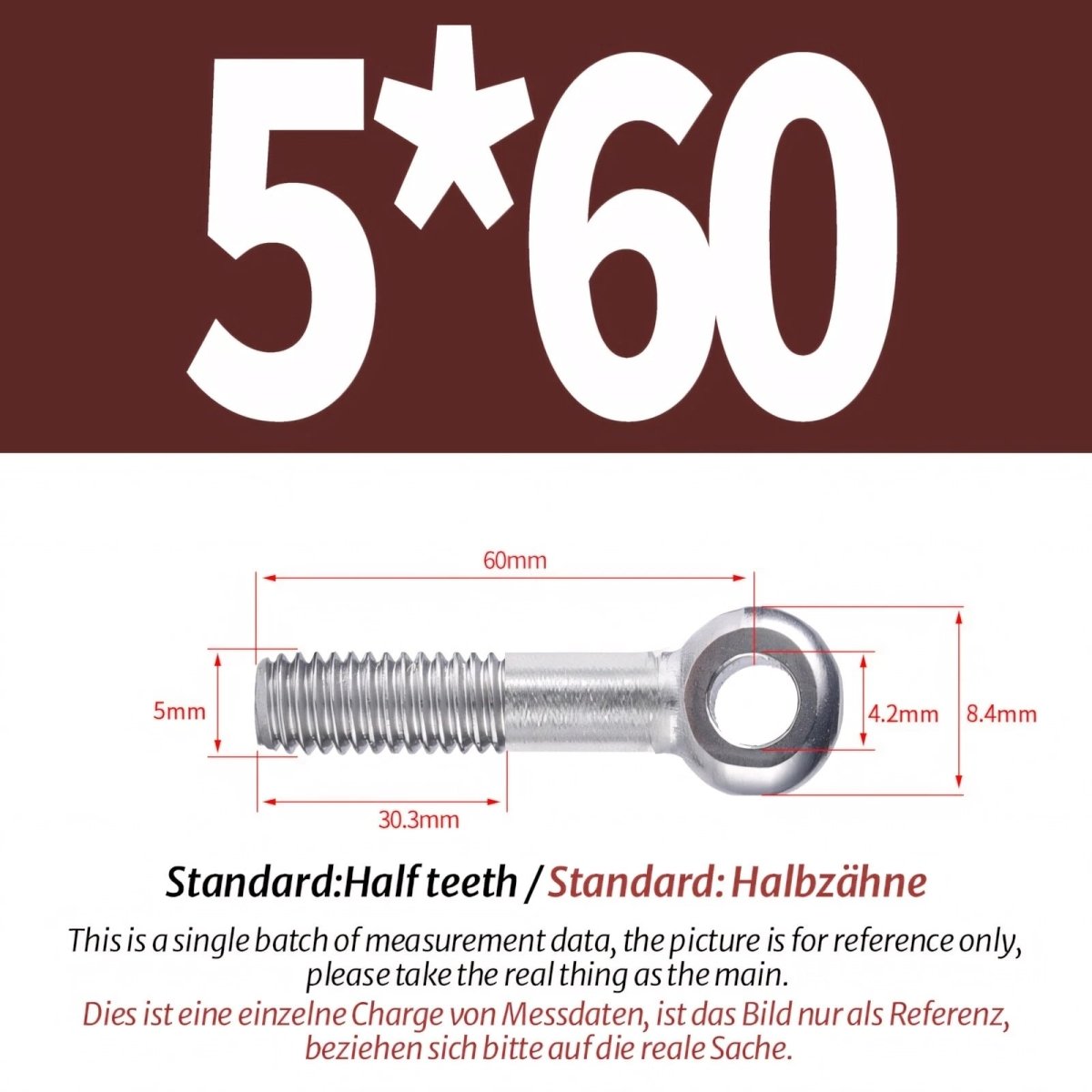 M5 M6 Stainless Steel Eye Bolts — A2 304 Threaded Ring Eyelet Screws for Catenary Wire & Hanging - HomeDIYer