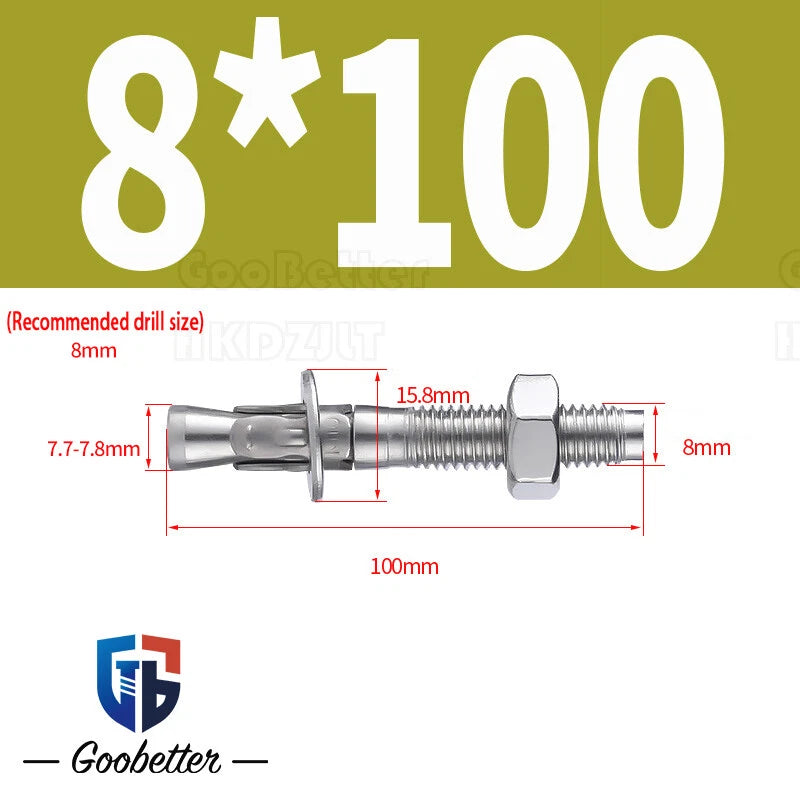 Stainless Steel Through Anchor Bolts — M6 M8 M10 M12 M16 Expansion Bolt